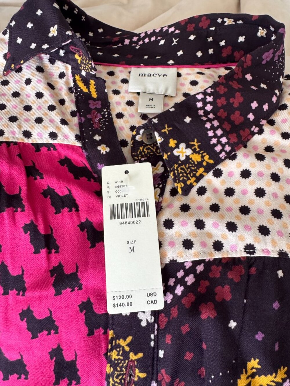 Anthropologie Maeve Mixed Print Button Down Blouse NWT Medium - Picture 5 of 9